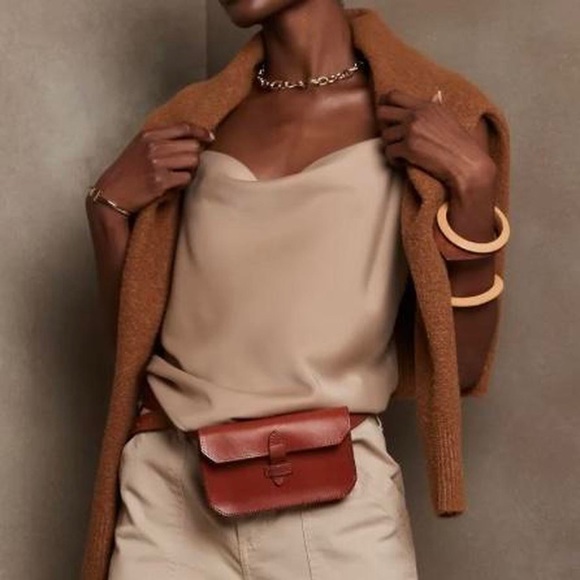 Silky Banana Republic Draped Camisole, Beige Small - Picture 2 of 7